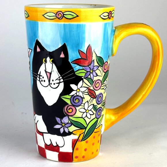Vibrant Catzilla Tall Cat Mug by Candace Reiter Designs - Picture 1 of 8